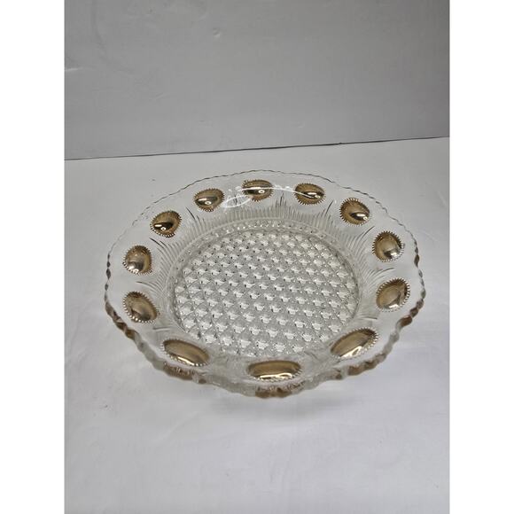 U.S. Glass Other - Antique EAPG Manhattan Clear Glass Bowl Gold Accents U.S. Glass Co. 1902–1910